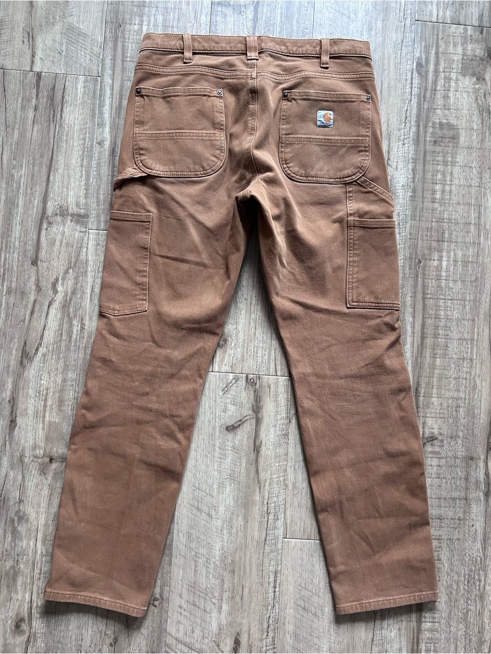 Carhartt Brown Canvas Cargo carpenter Work Pants double knee straight fit